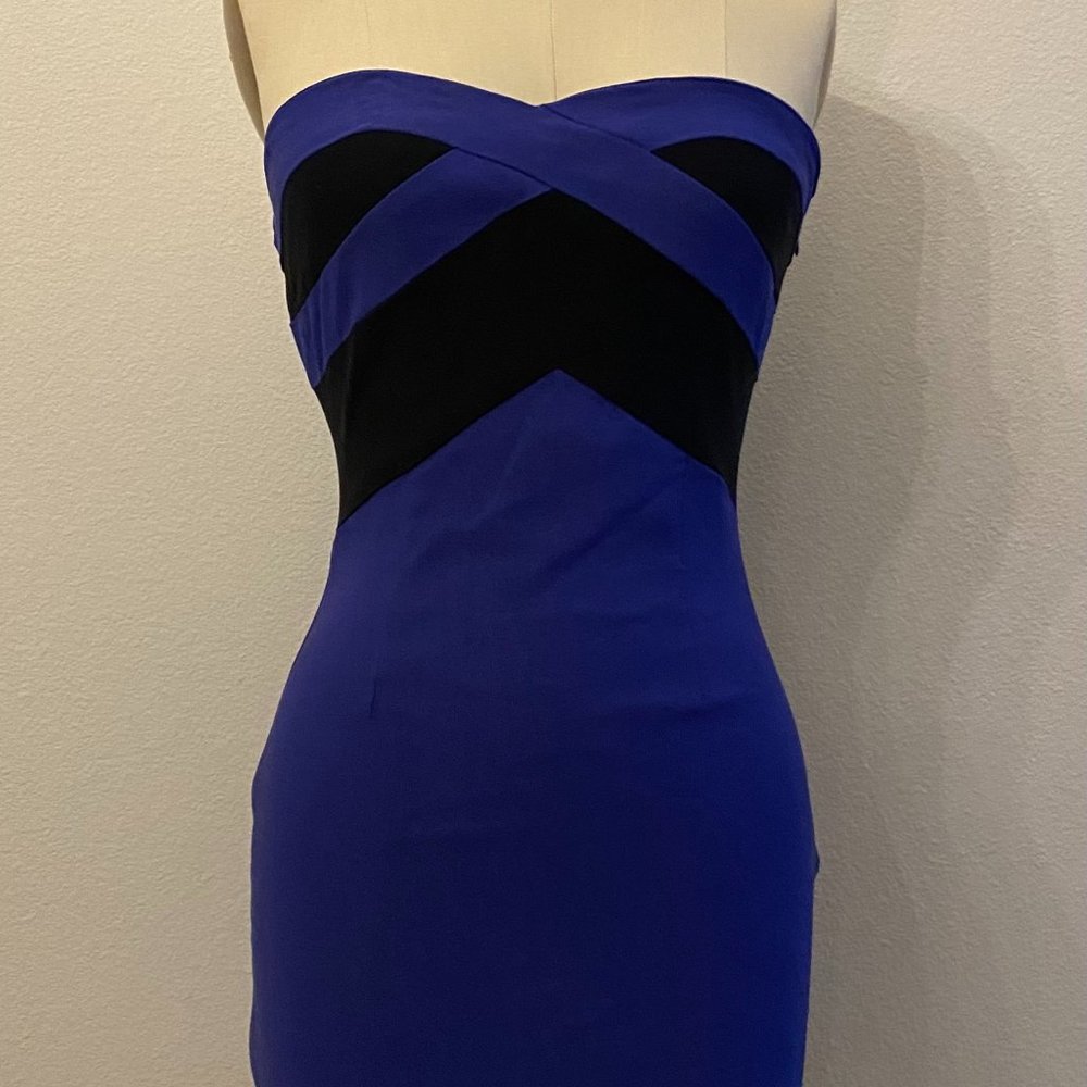 Wet Seal Sweetheart Strapless Black and Blue Bodycon Tube Dress S